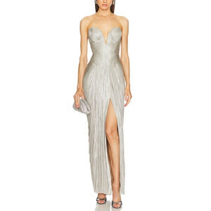 Maria Lucia Hohan Metallic Gunmetal Noor Gown Size 6